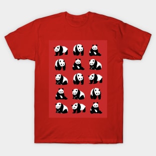 Panda Bear Pattern on Red T-Shirt